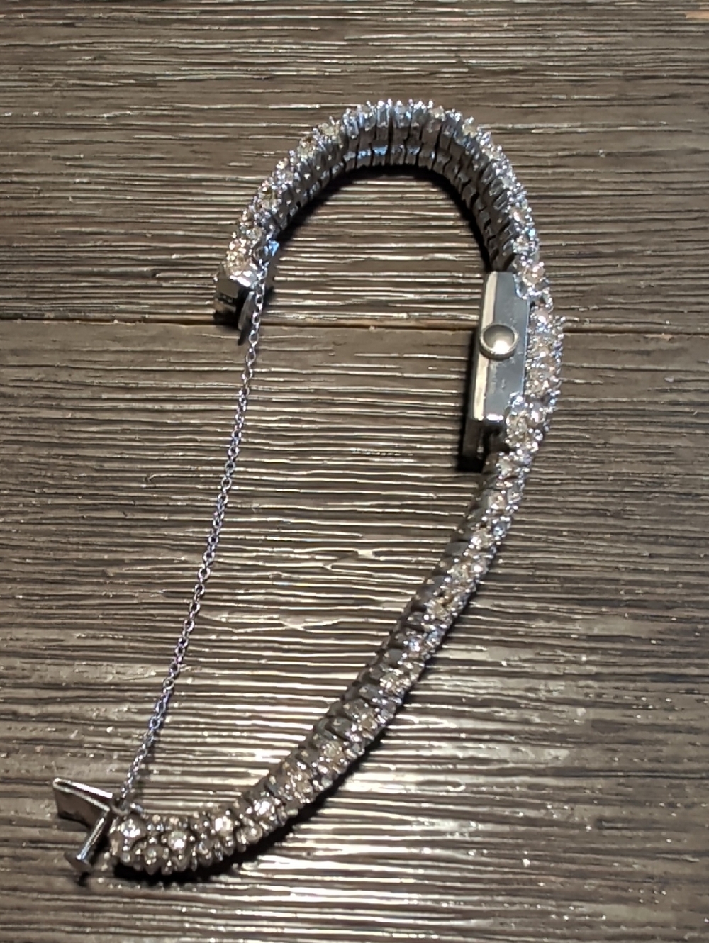 Vintage Art Deco  Peekaboo Watch Bracelet Sparkling Silver Rhinestone - Picture 9 of 12